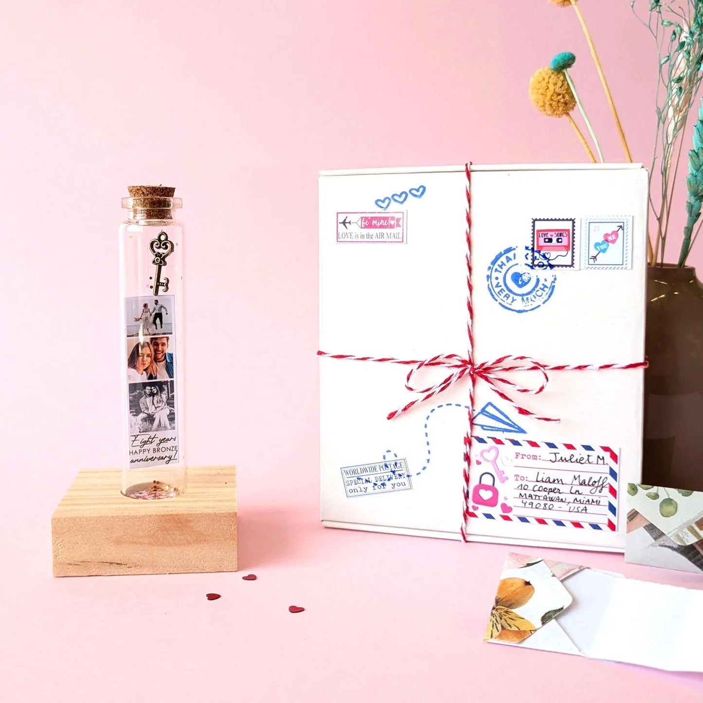 8th Anniversary Bronze Key Message Bottle