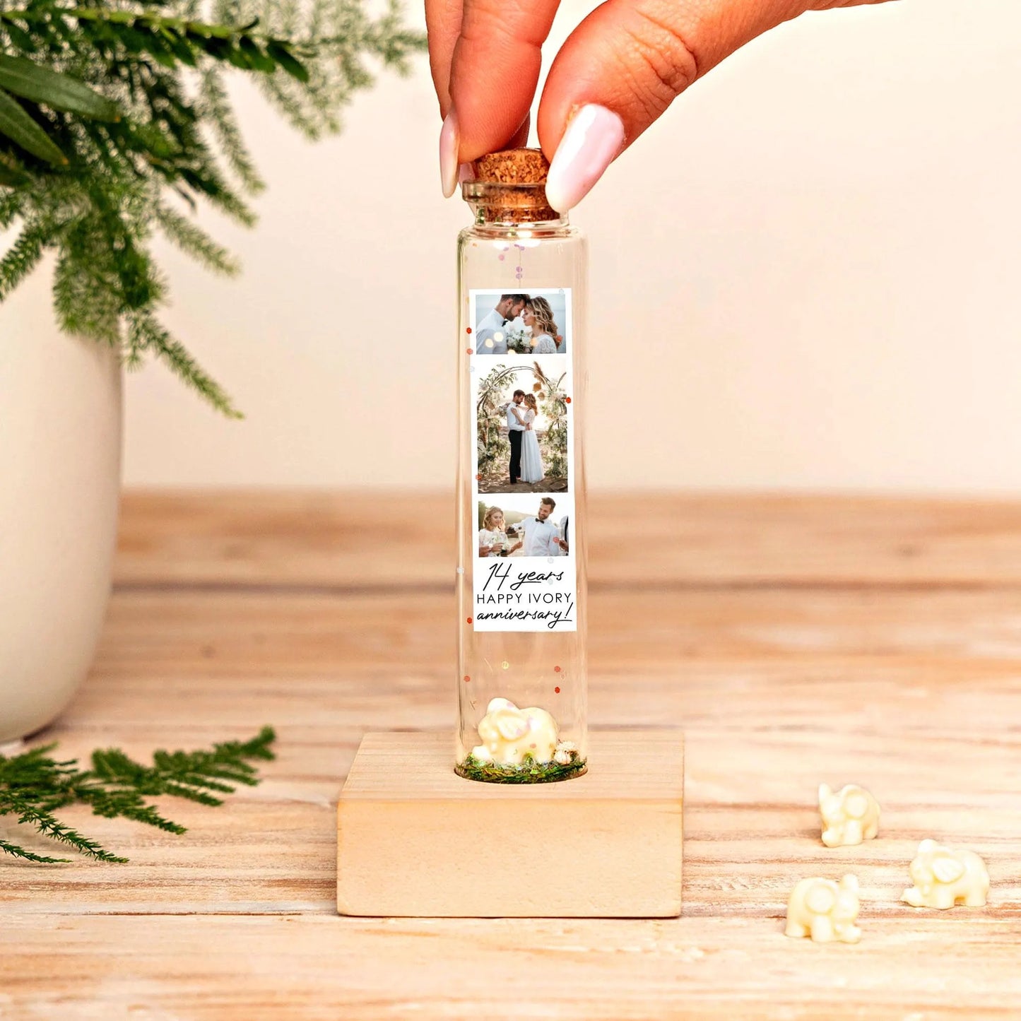 14th Anniversary Ivory Elephant Message Bottle