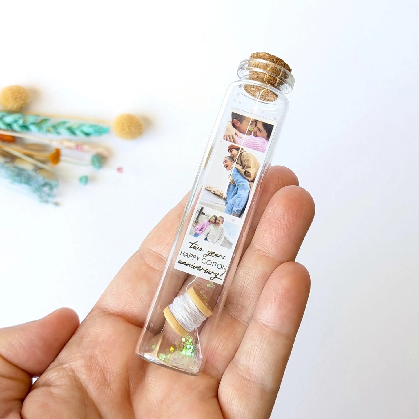 2nd Anniversary Cotton Thread Spool Message Bottle