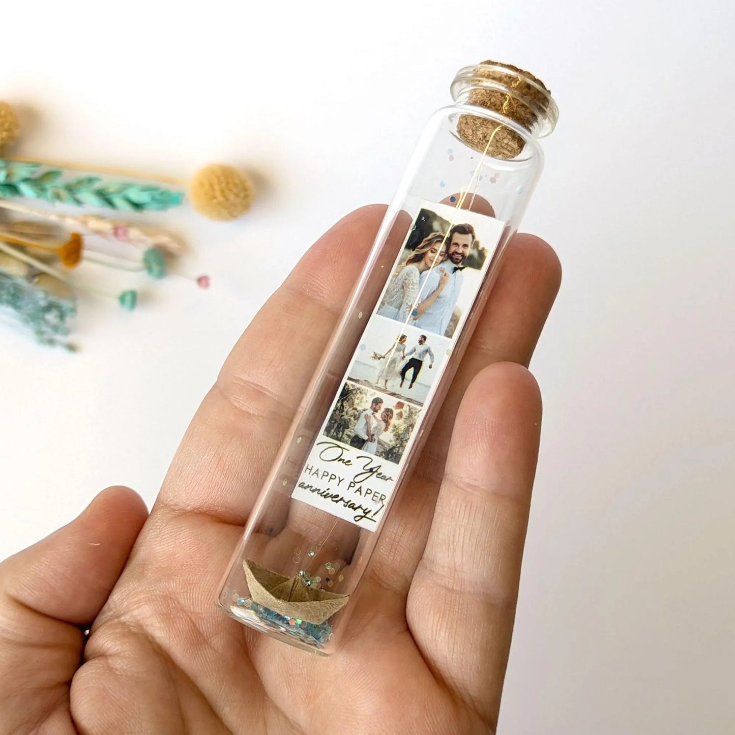 1st Anniversary Paper Boat Message Bottle