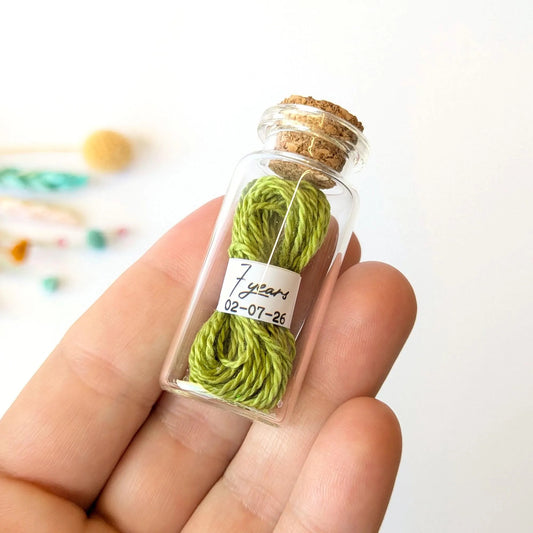 7th Anniversary Wool Skein Message Bottle