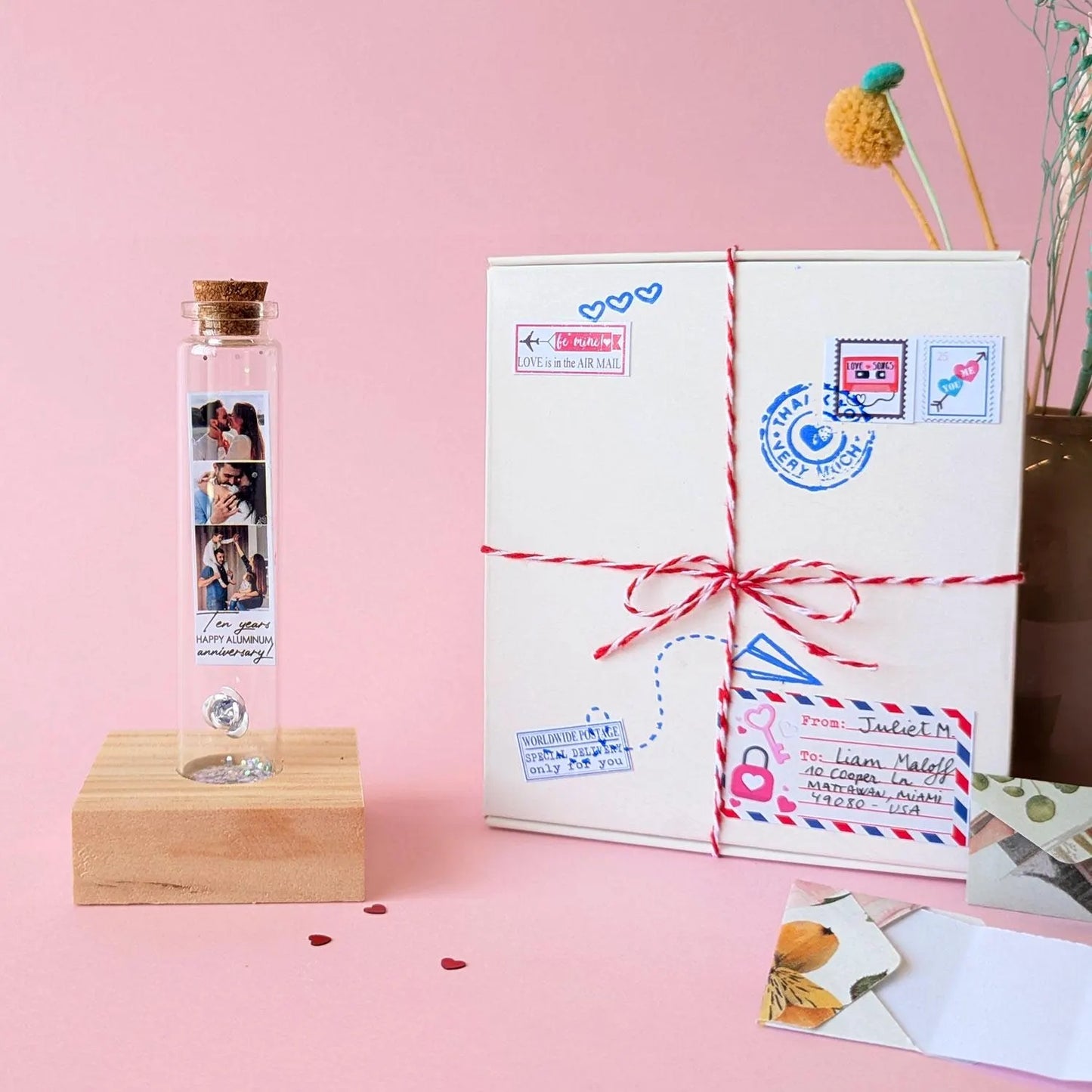 10th Anniversary Aluminum Flower Message Bottle