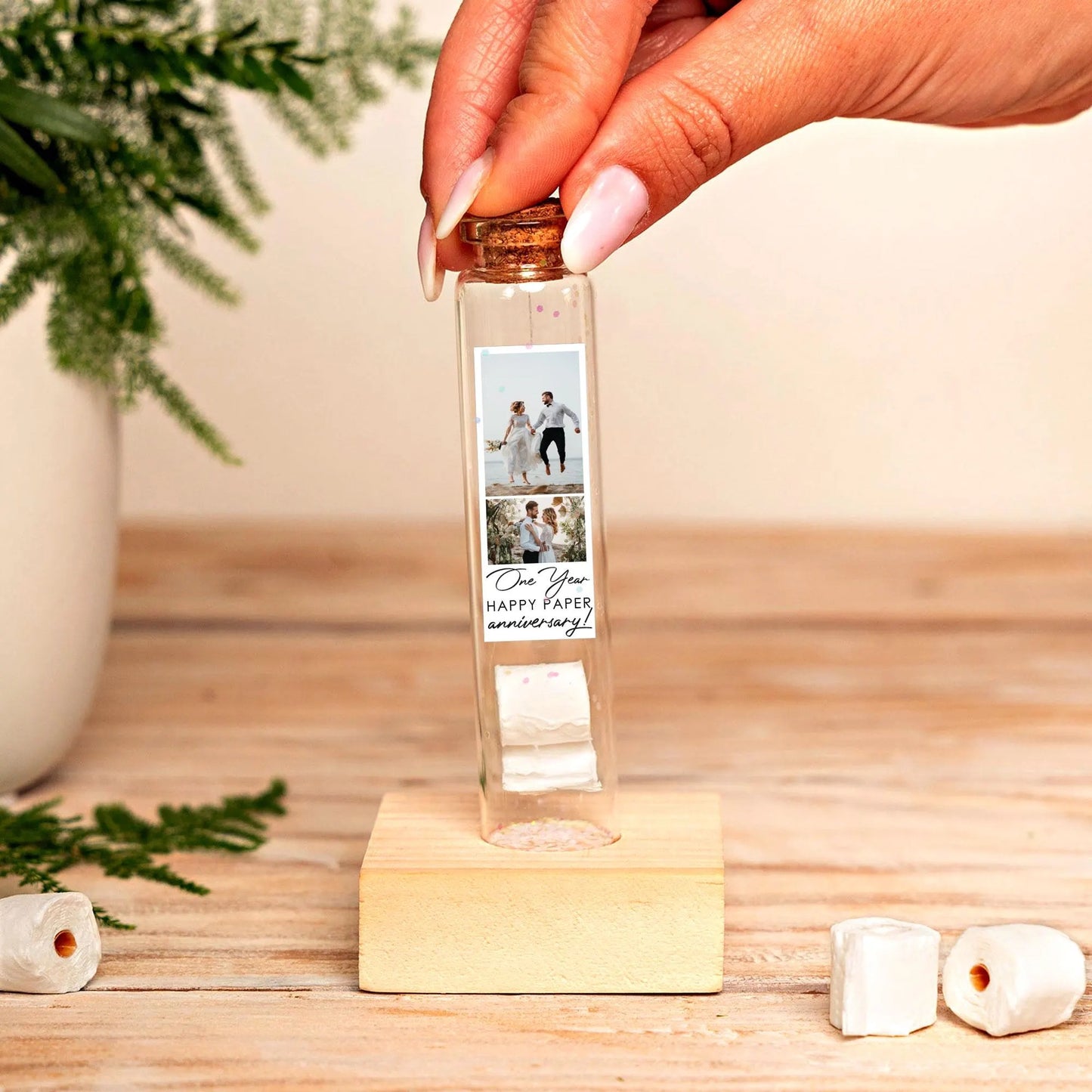 1st Anniversary Paper Roll Message Bottle