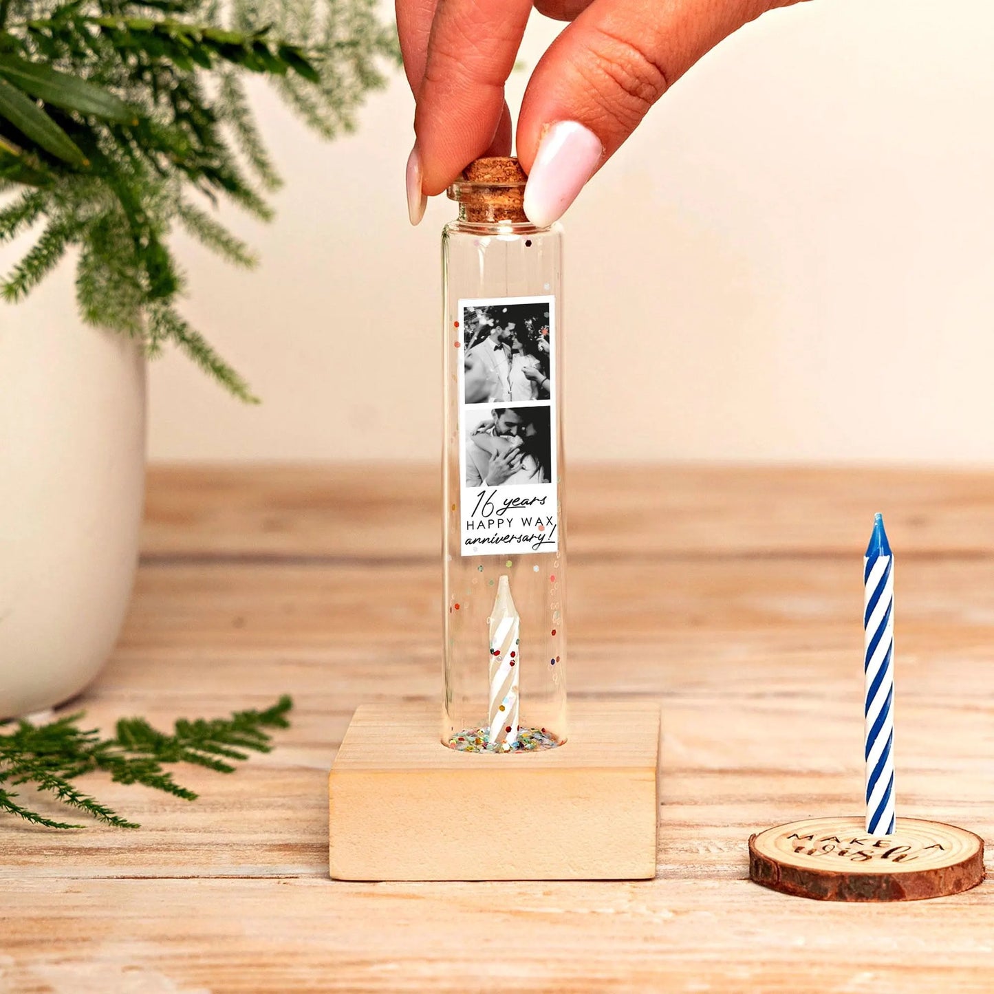 16th Anniversary Candle Message Bottle