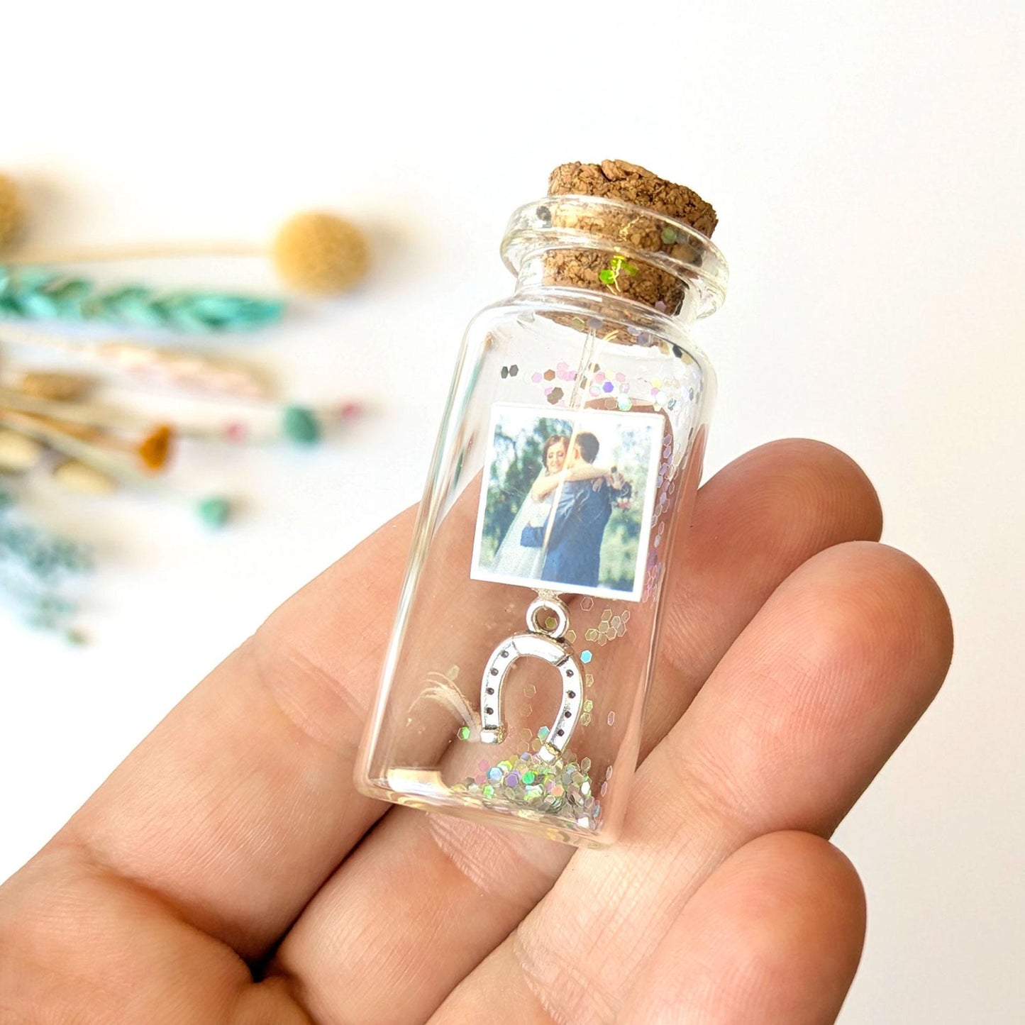 6th Anniversary Iron Horseshoe Message Bottle