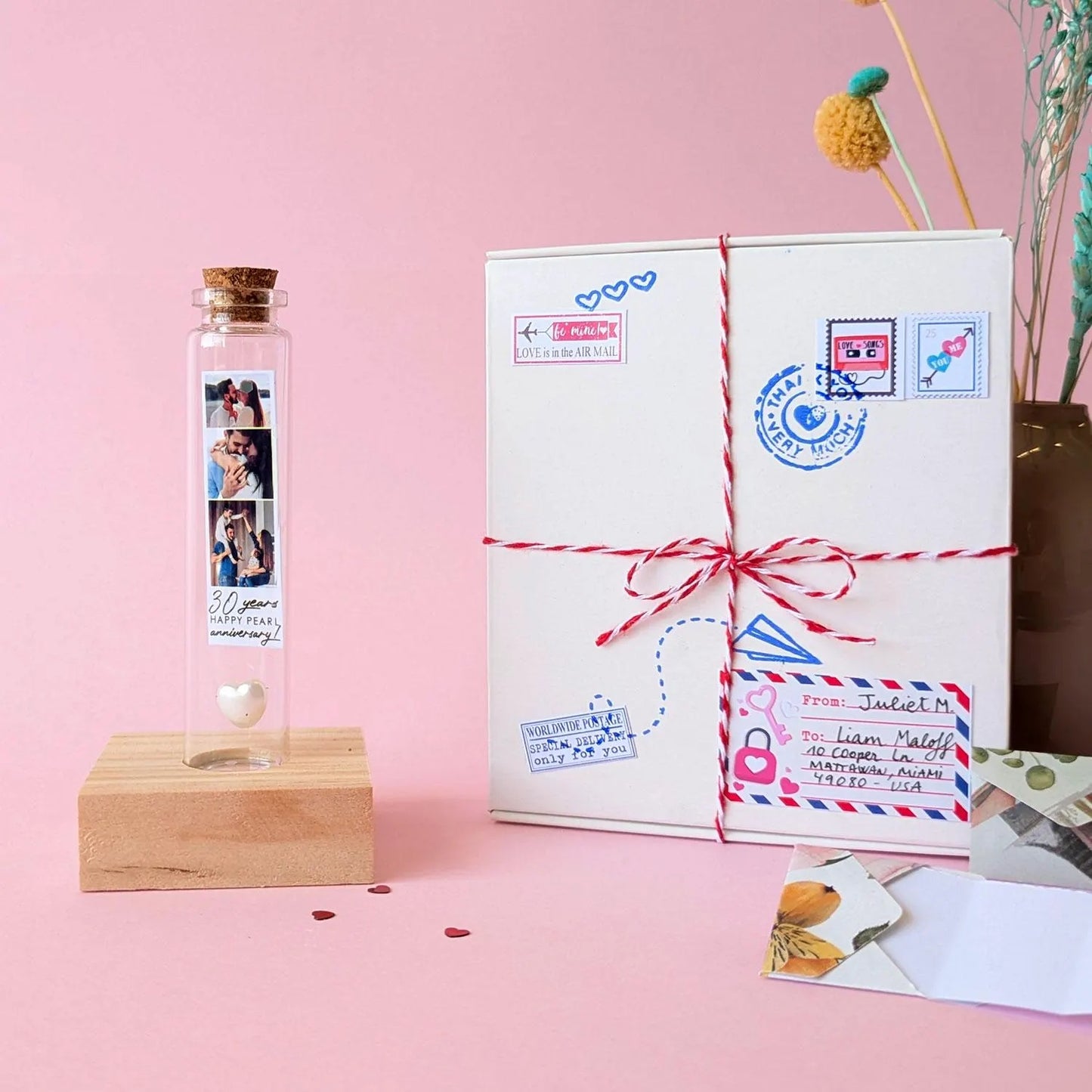 30th Anniversary Pearl Heart Message Bottle