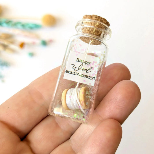 7th Anniversary Wool Reel Message Bottle