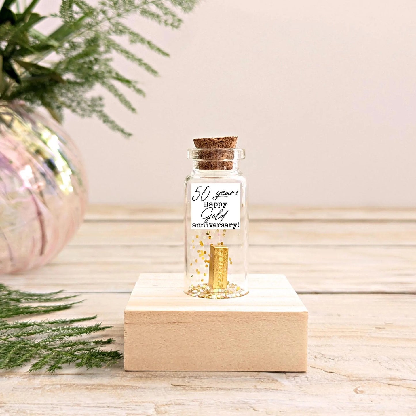 50th Anniversary Gold Ingot Message Bottle