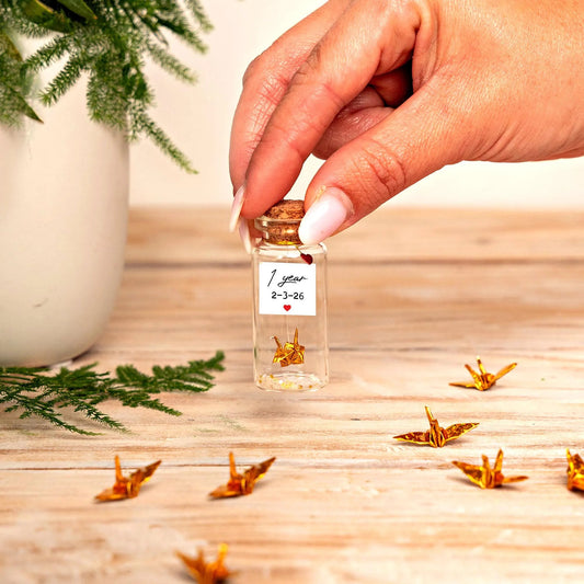 1st Anniversary Paper Crane Message Bottle