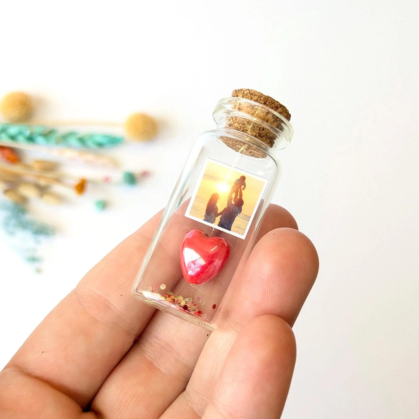 18th Anniversary Red Porcelain Heart Message Bottle