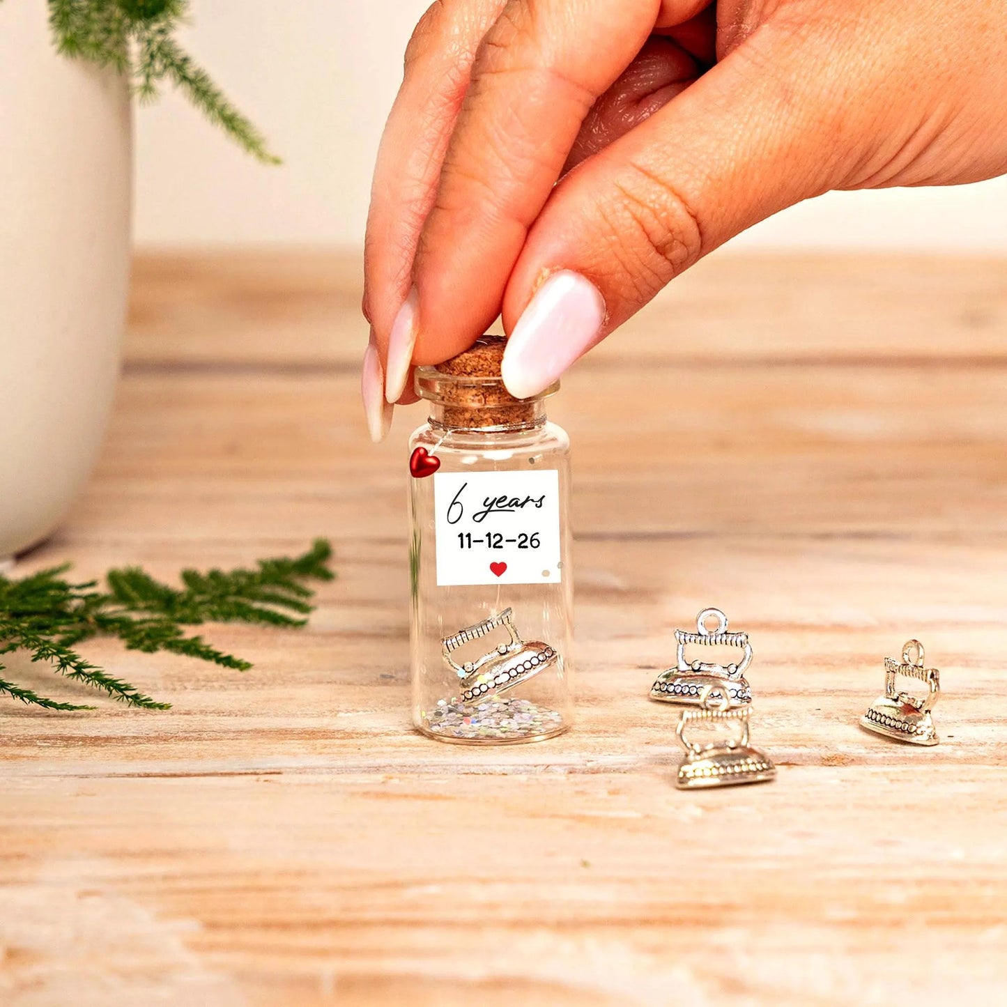 6th Anniversary Iron Charm Message Bottle