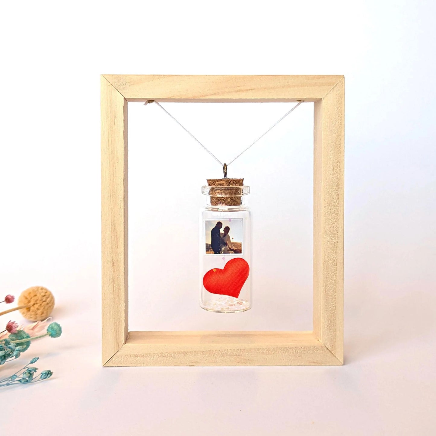 12th Anniversary Silk Heart Message Bottle