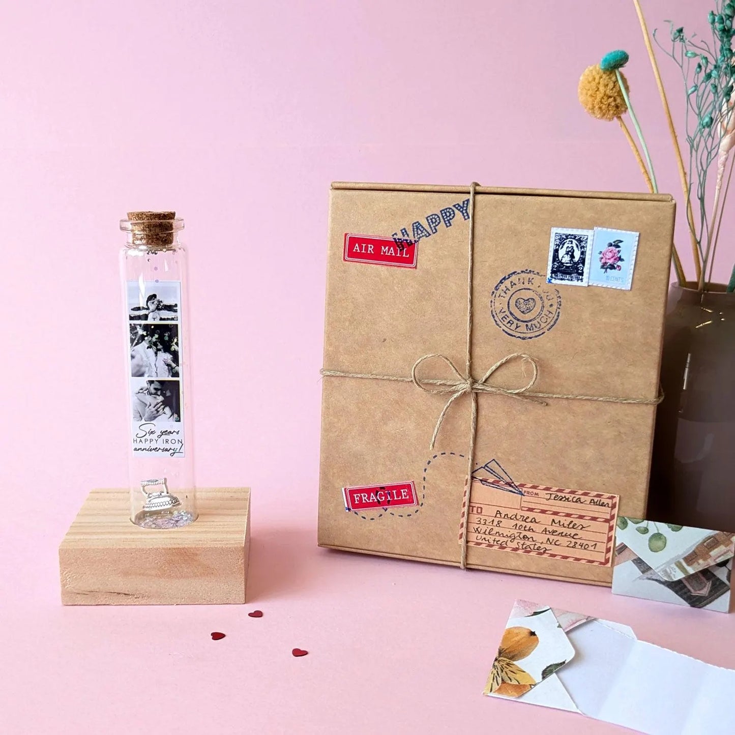 6th Anniversary Iron Charm Message Bottle