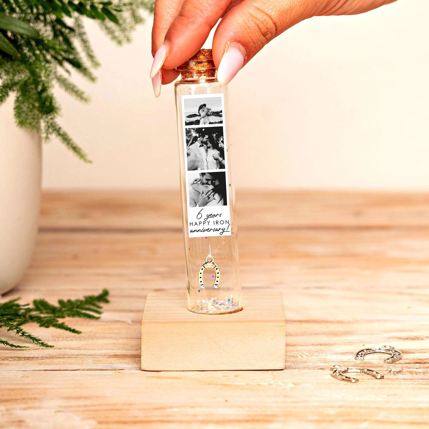 6th Anniversary Iron Horseshoe Message Bottle