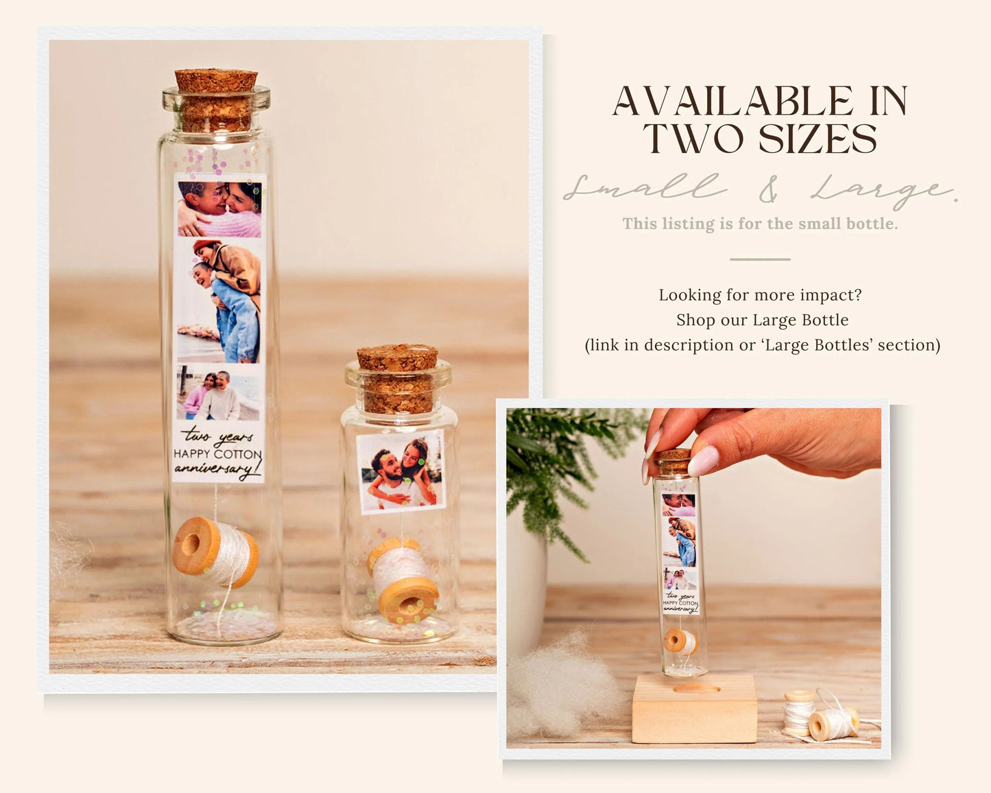 2nd Anniversary Cotton Thread Spool Message Bottle
