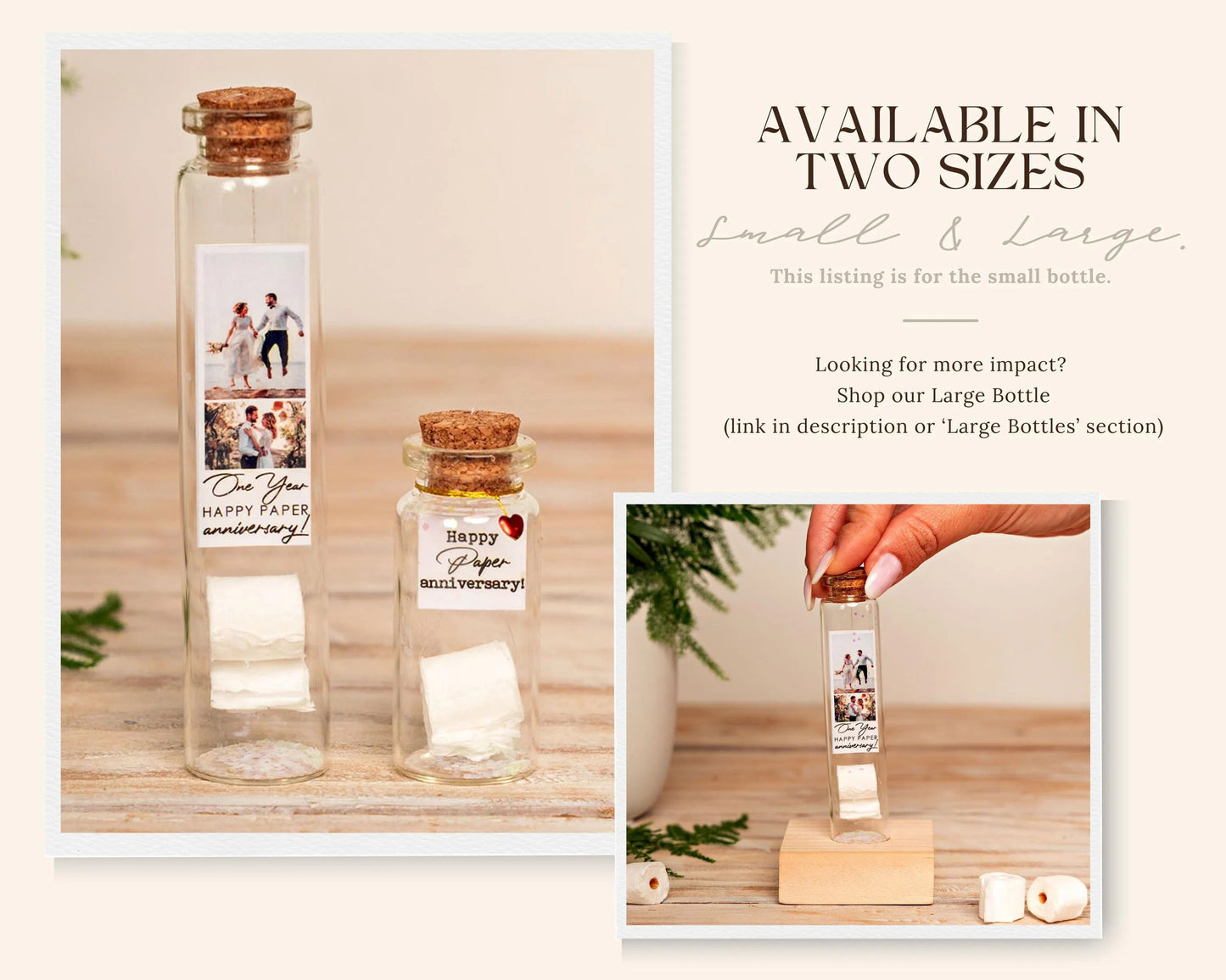 1st Anniversary Paper Roll Message Bottle