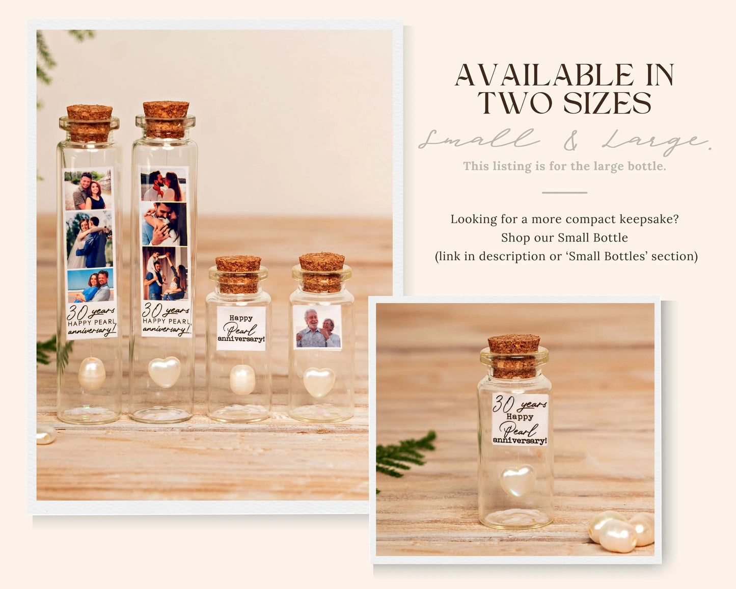 30th Anniversary Pearl Heart Message Bottle