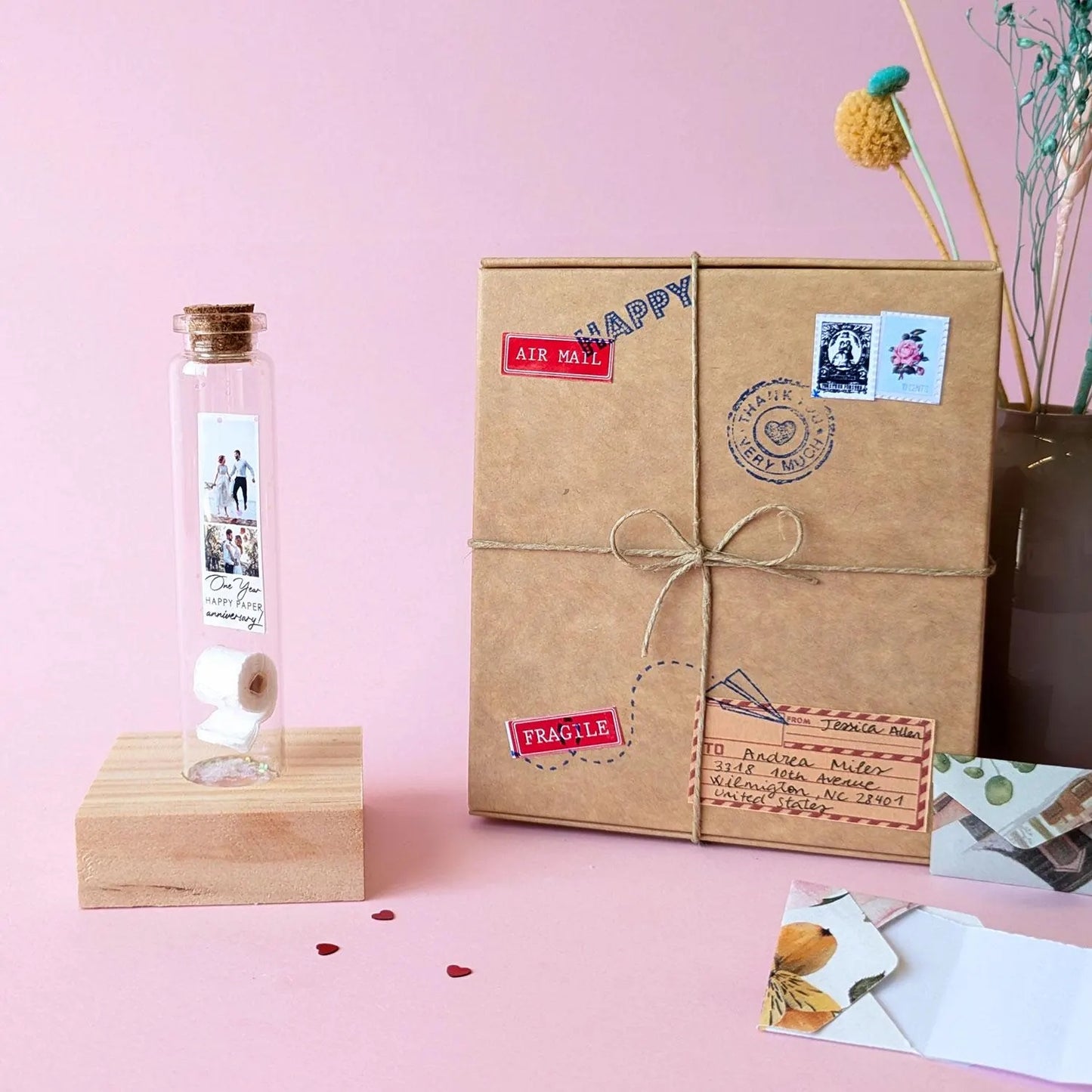 1st Anniversary Paper Roll Message Bottle