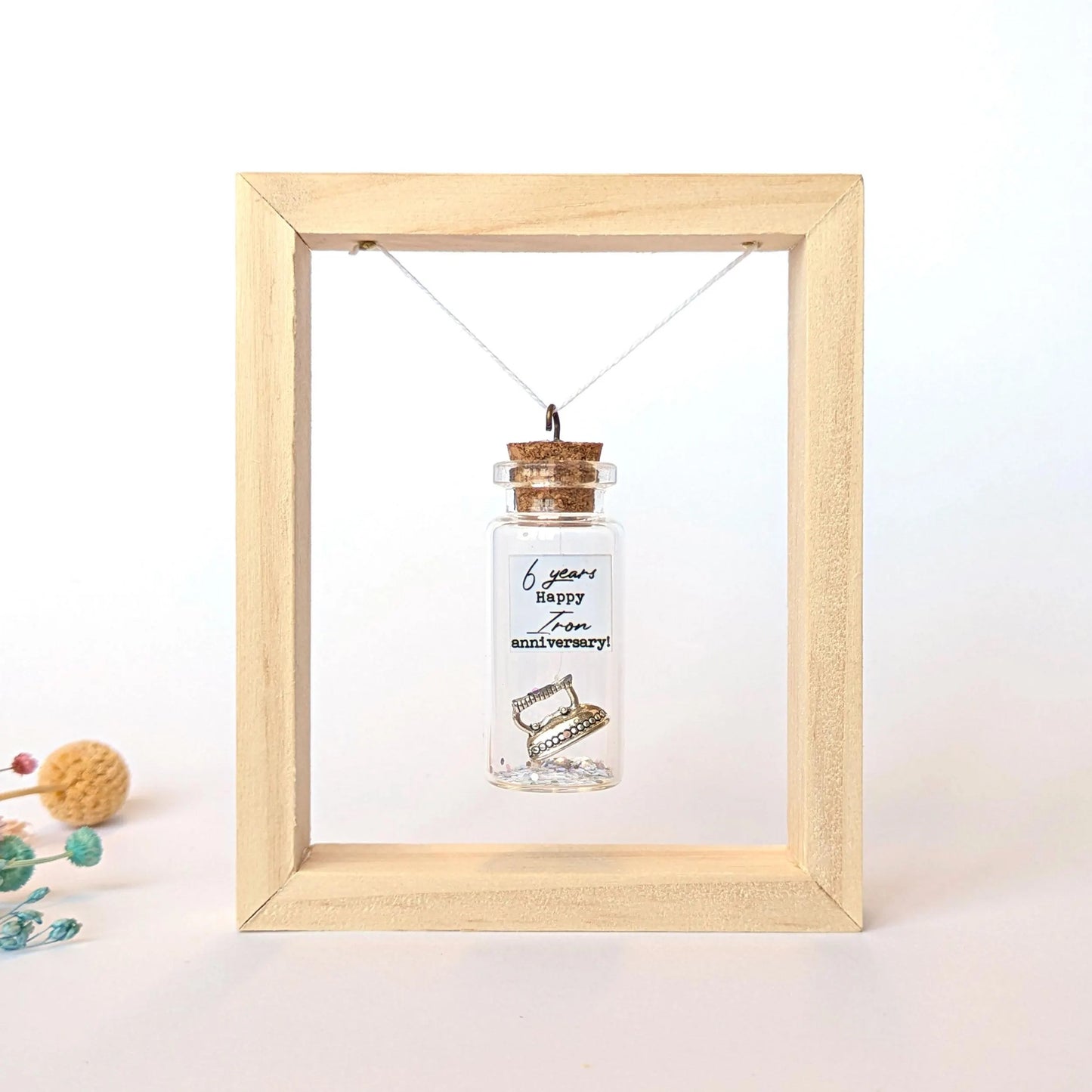 6th Anniversary Iron Charm Message Bottle