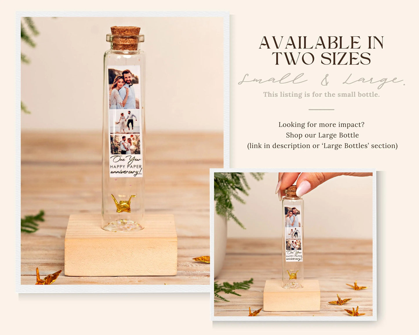 1st Anniversary Paper Crane Message Bottle