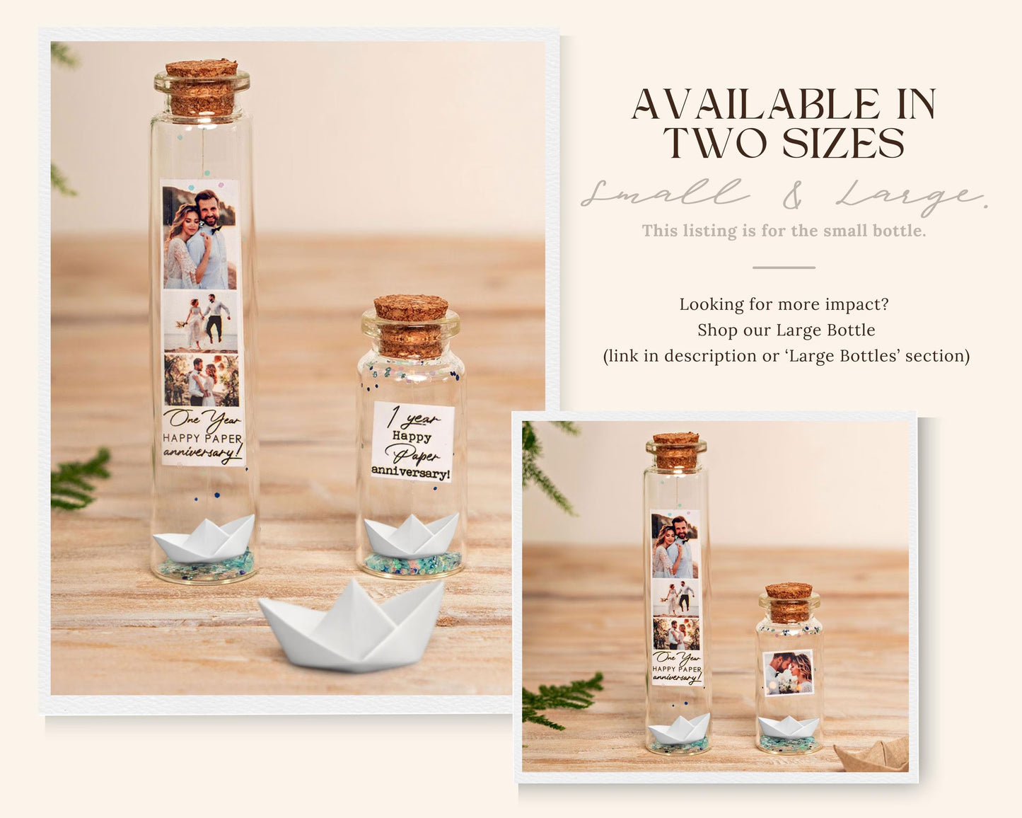 1st Anniversary Paper Boat Message Bottle