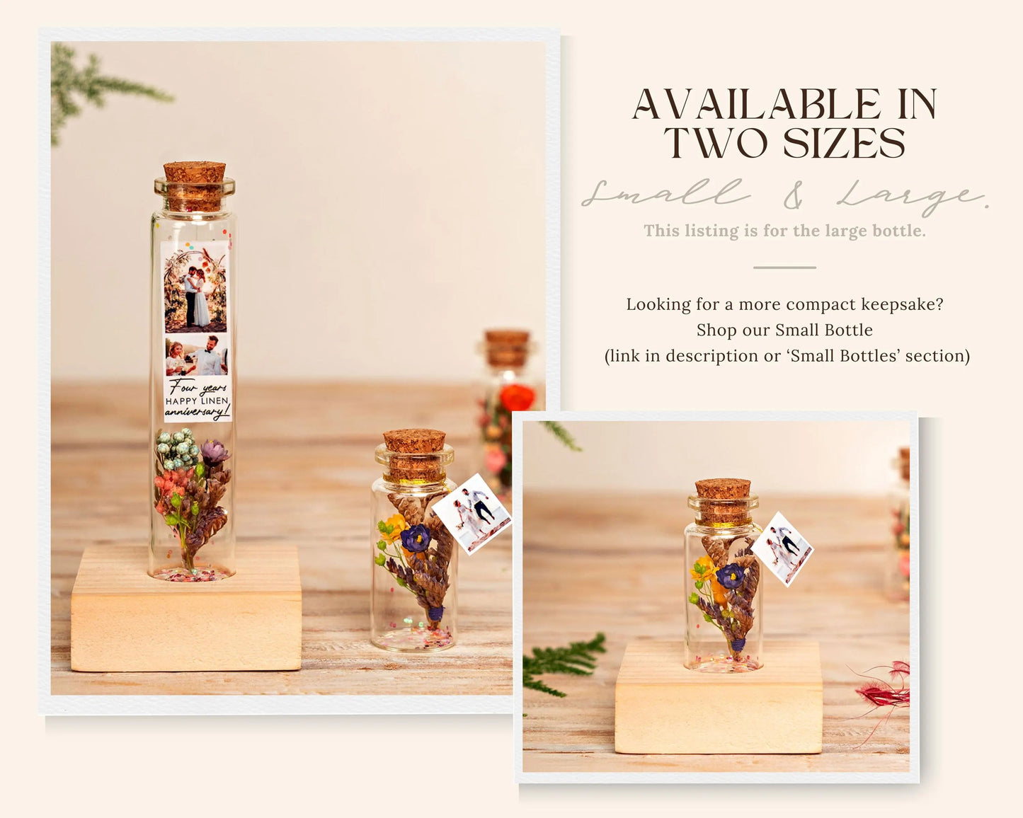 4th Anniversary Flower Bouquet Message Bottle
