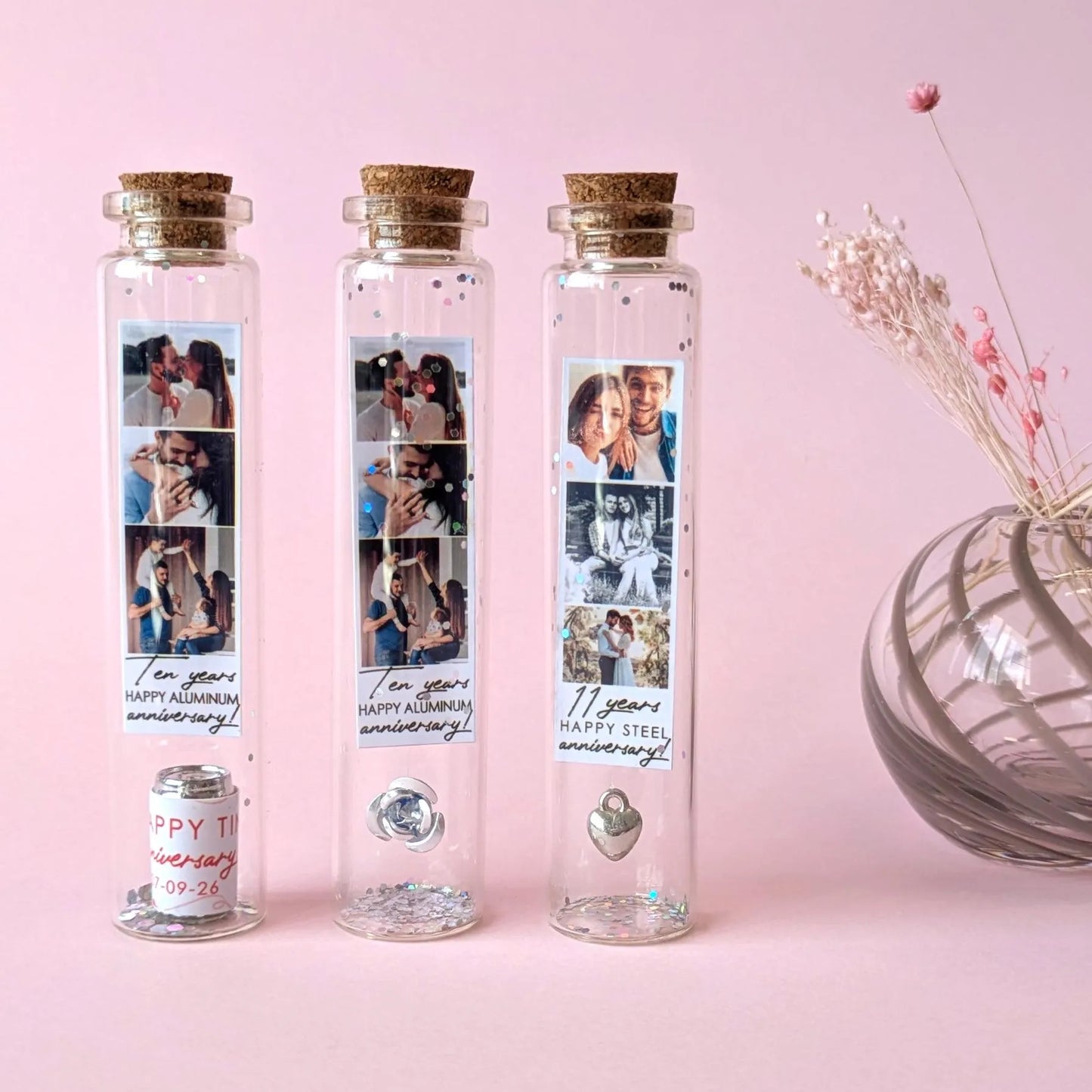 10th Anniversary Aluminum Flower Message Bottle