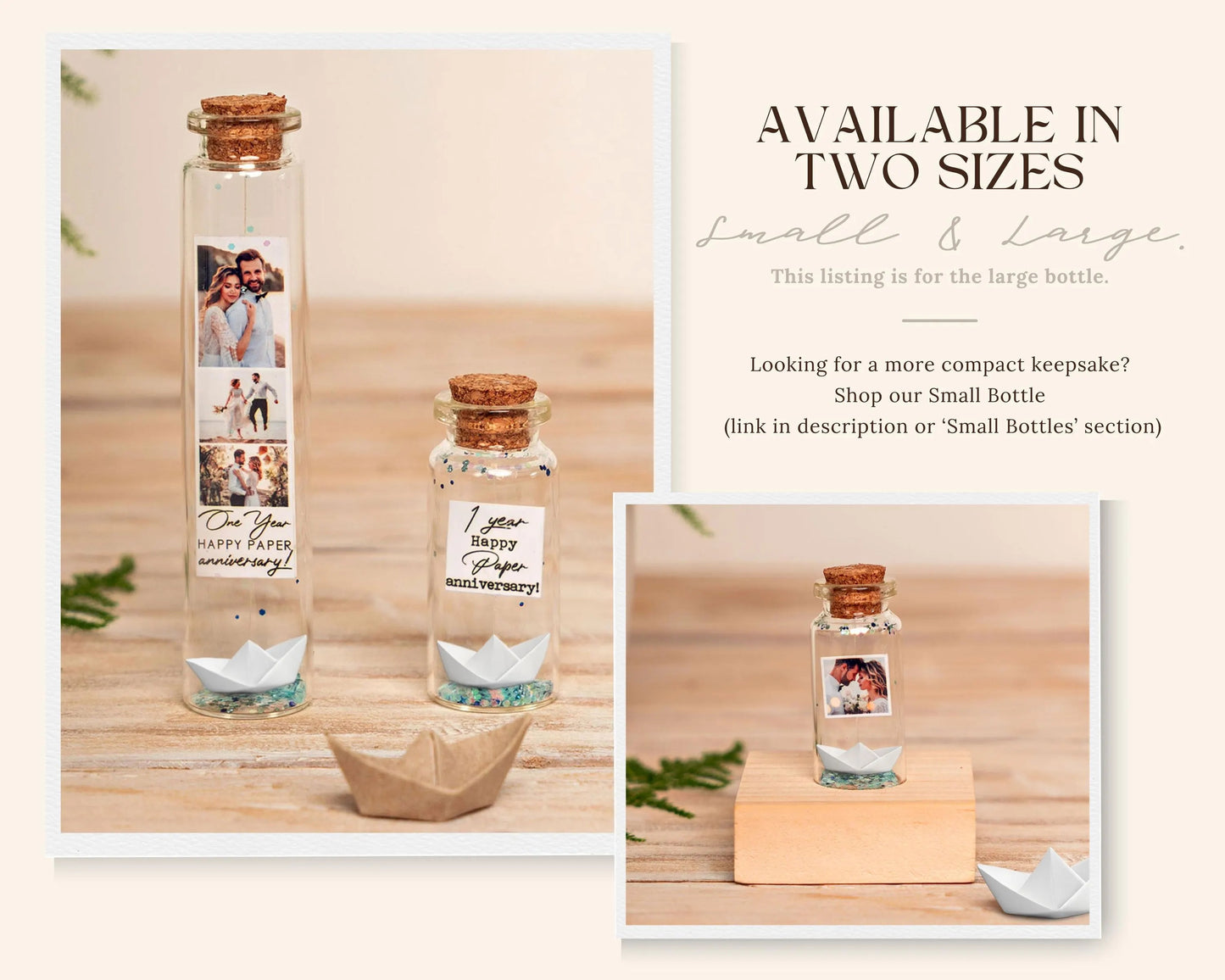 1st Anniversary Paper Boat Message Bottle