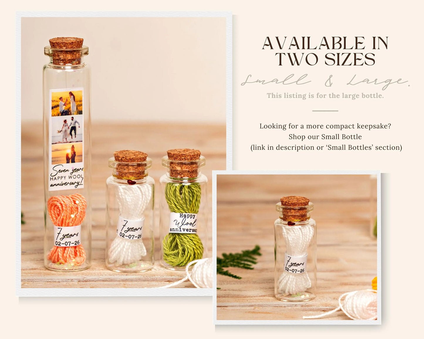 7th Anniversary Wool Skein Message Bottle