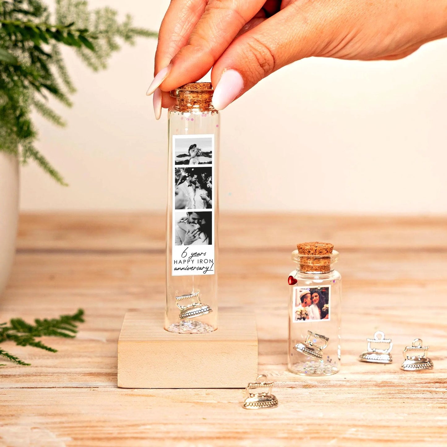 6th Anniversary Iron Charm Message Bottle
