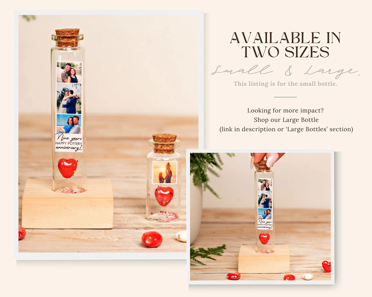 18th Anniversary Red Porcelain Heart Message Bottle