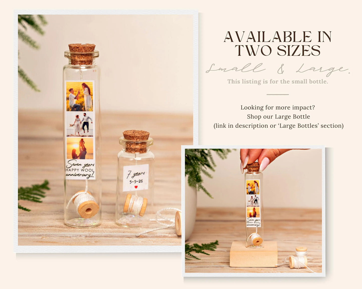7th Anniversary Wool Reel Message Bottle