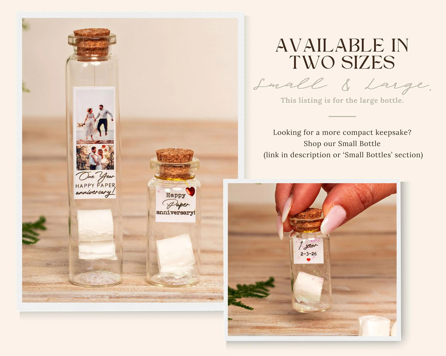1st Anniversary Paper Roll Message Bottle