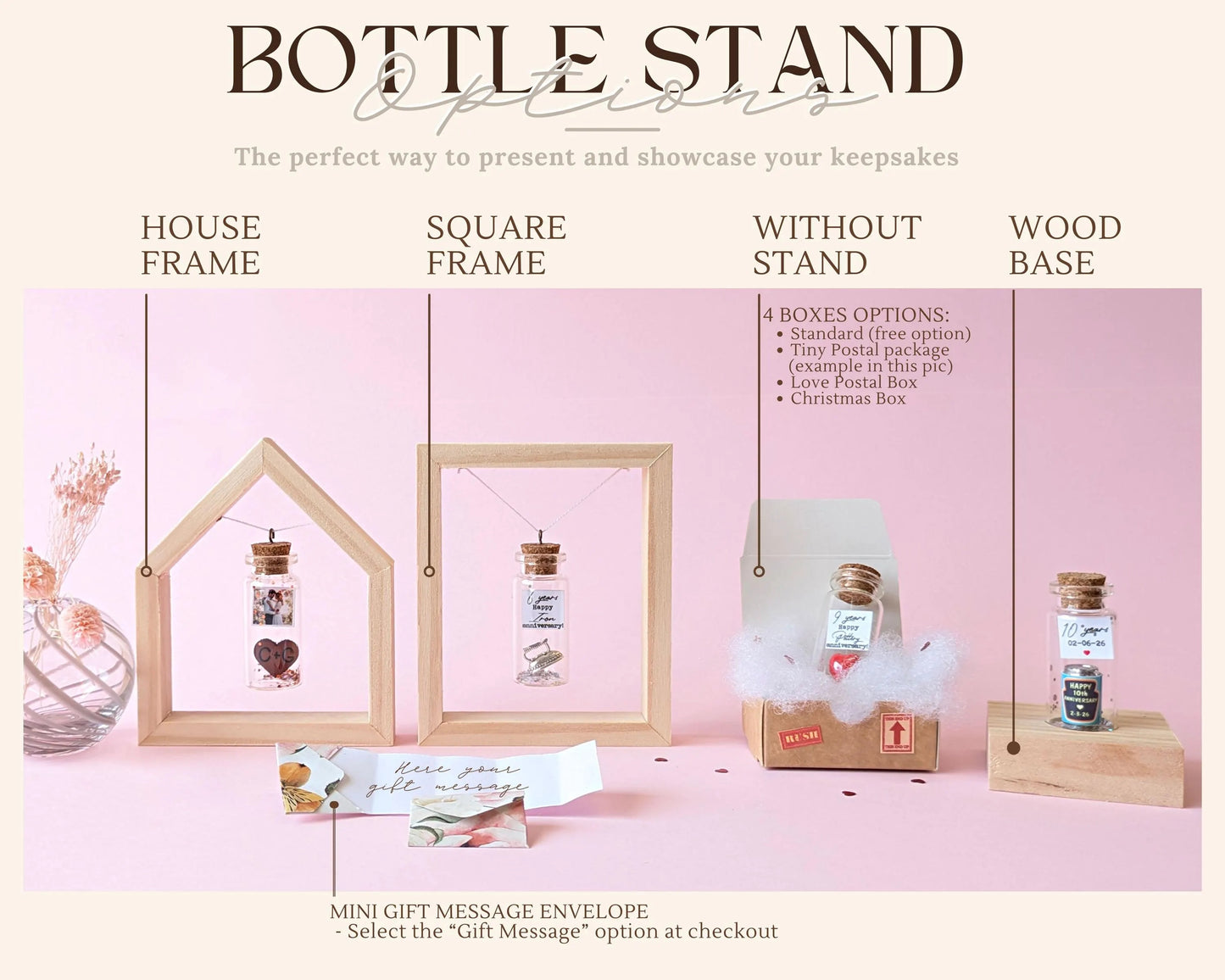 3rd Anniversary Leather Heart Message Bottle