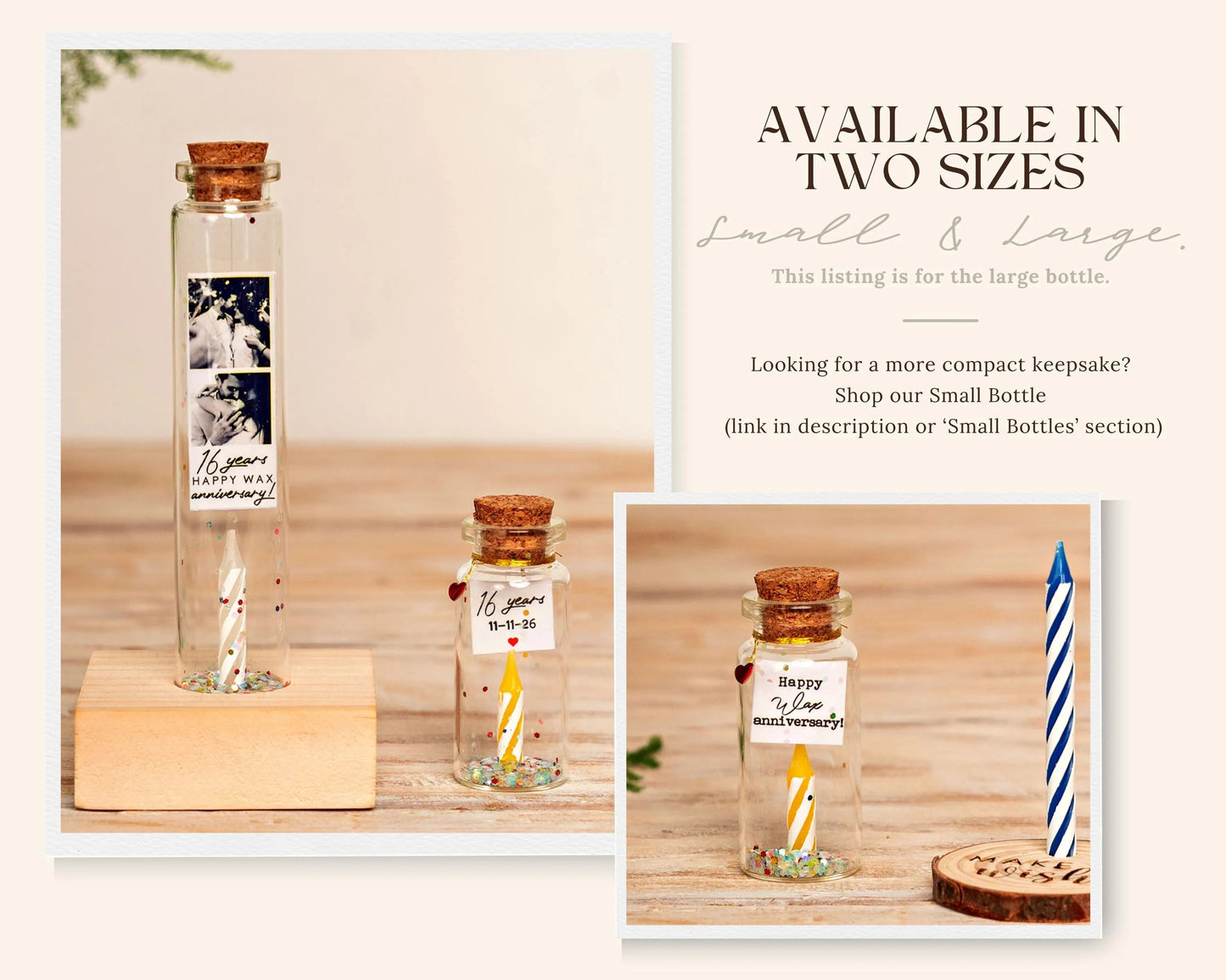16th Anniversary Candle Message Bottle