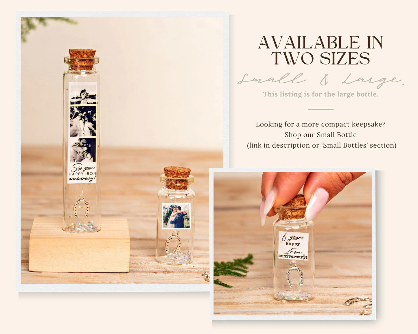 6th Anniversary Iron Horseshoe Message Bottle
