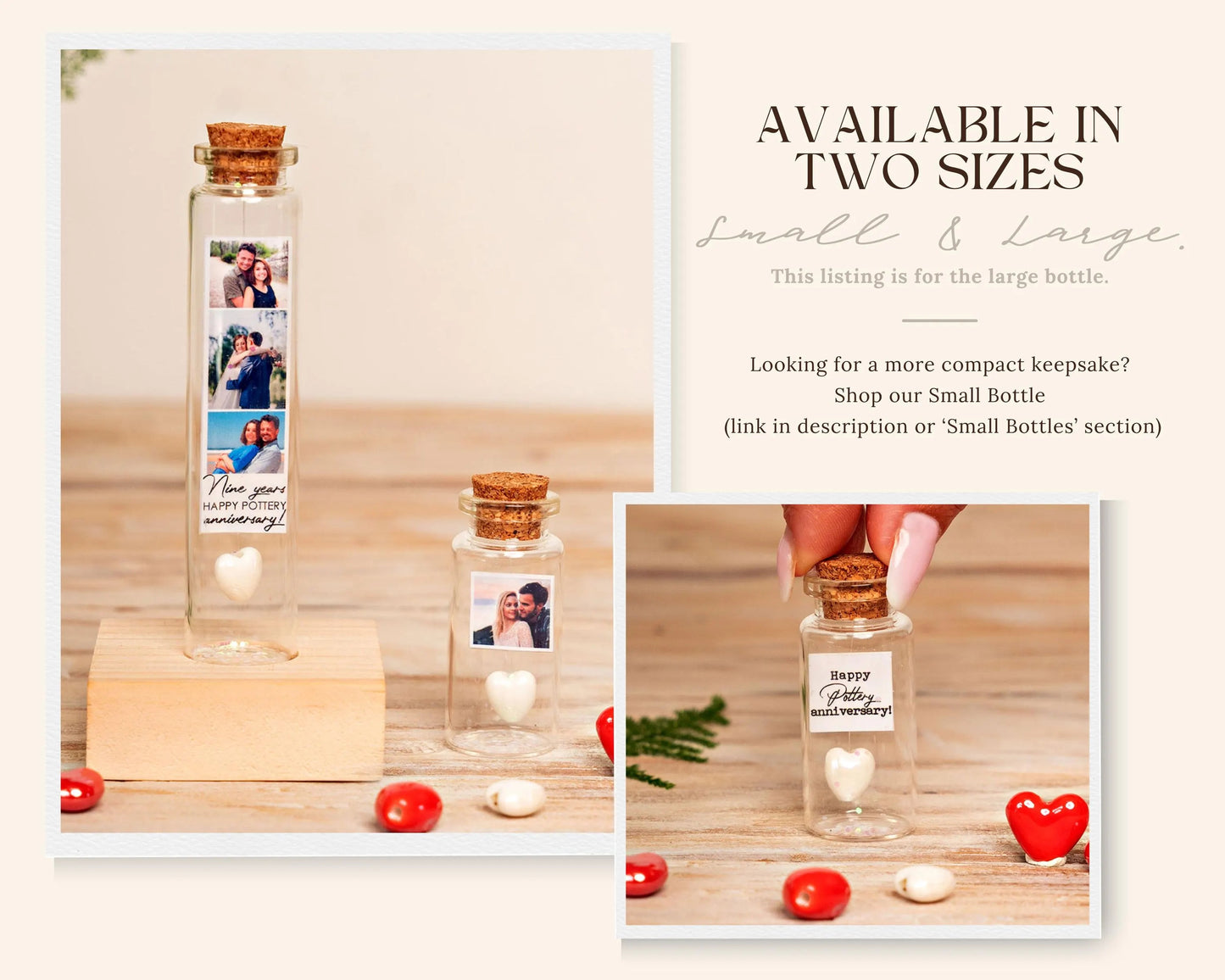 18th Anniversary White Porcelain Heart Message Bottle