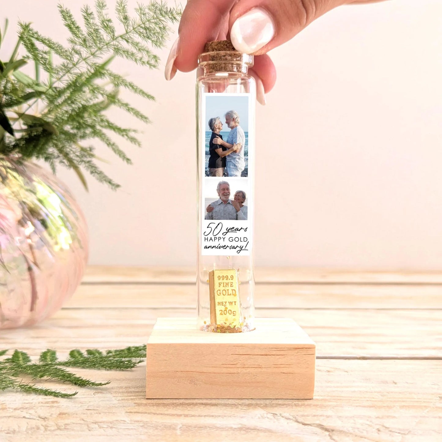 50th Anniversary Gold Ingot Message Bottle
