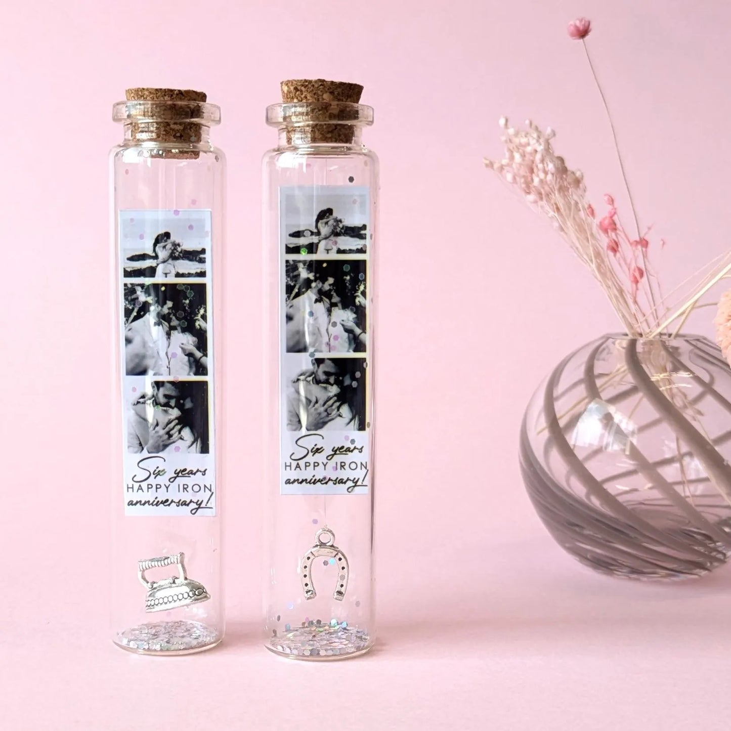 6th Anniversary Iron Horseshoe Message Bottle