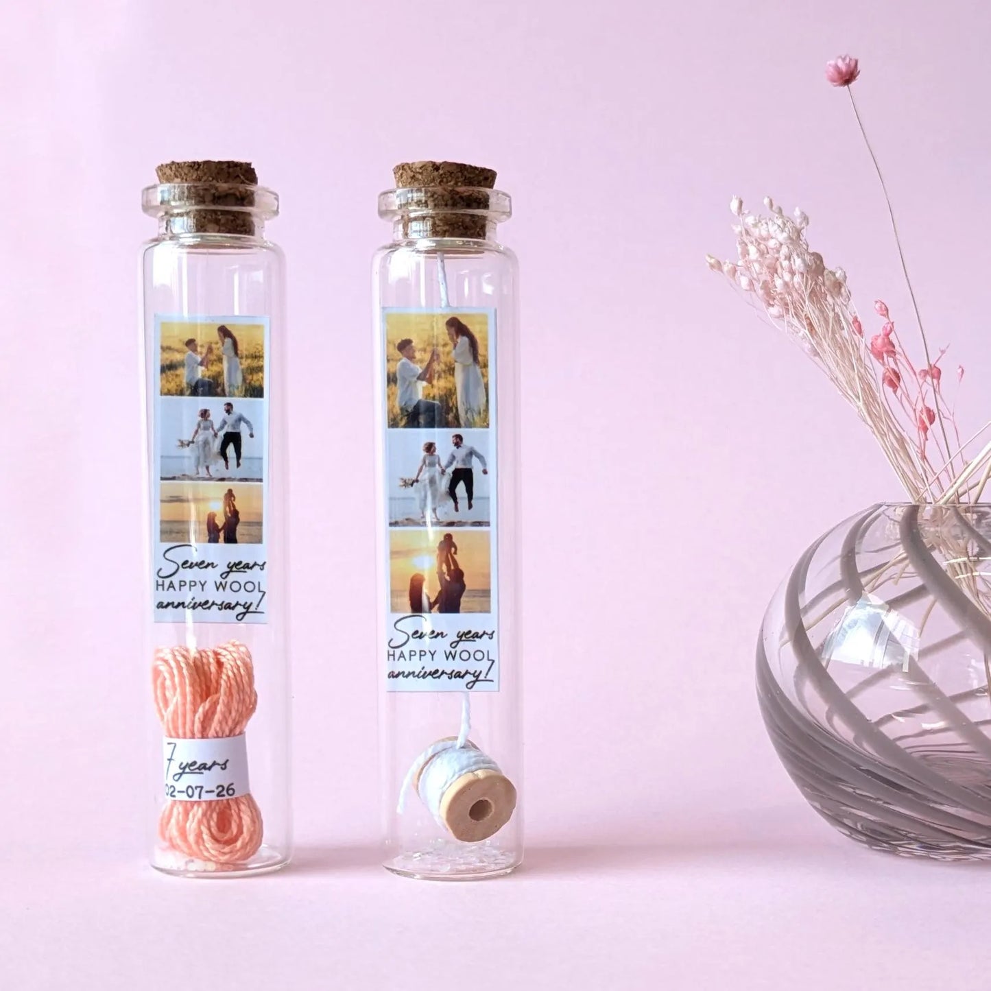 7th Anniversary Wool Reel Message Bottle