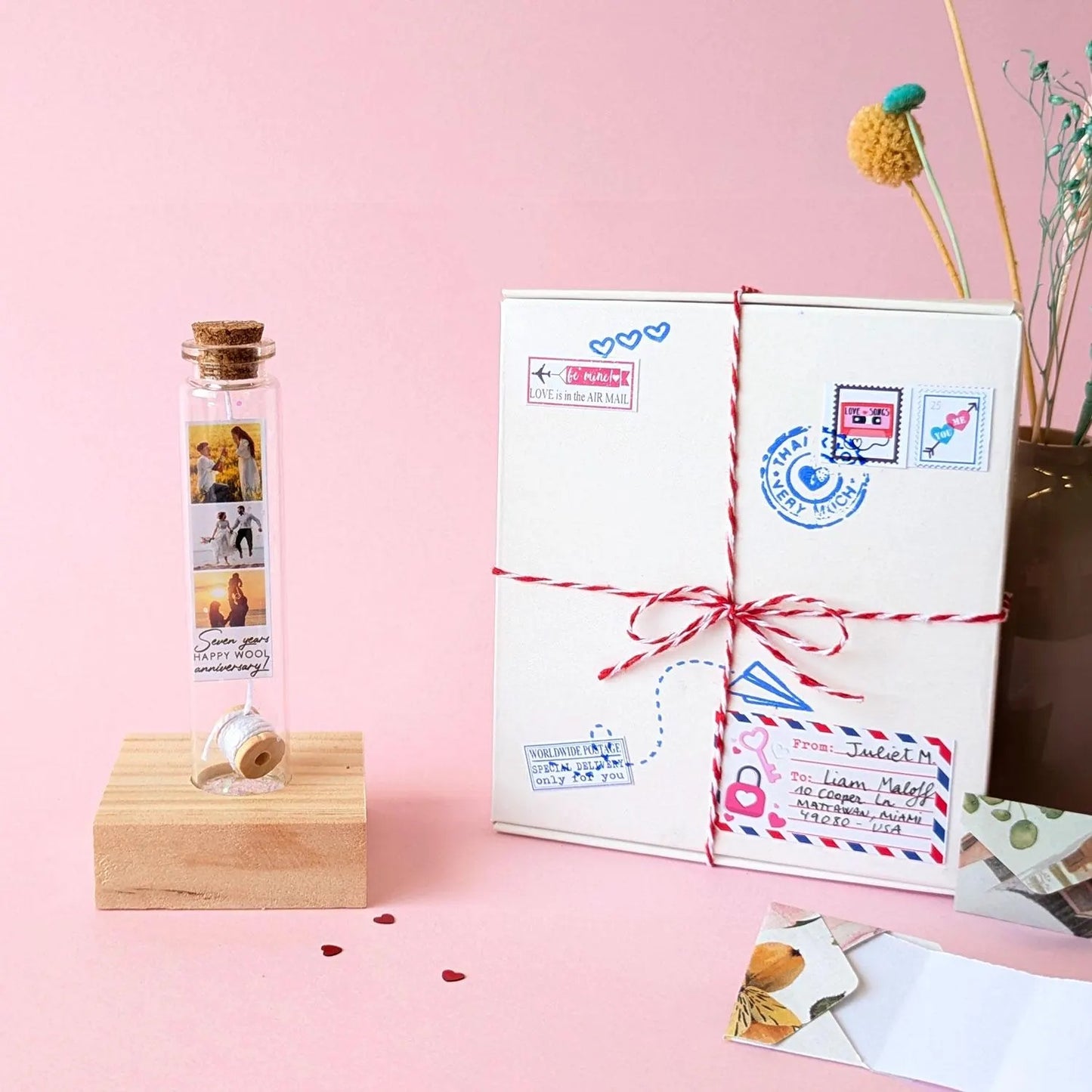 2nd Anniversary Cotton Thread Spool Message Bottle