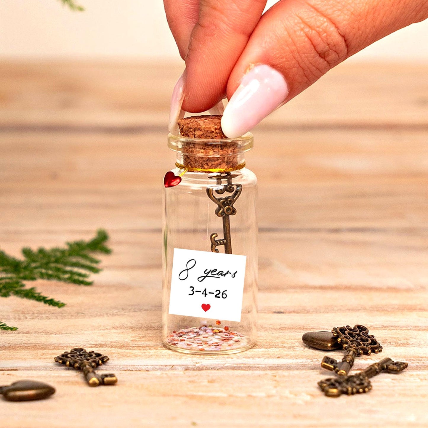 8th Anniversary Bronze Key Message Bottle